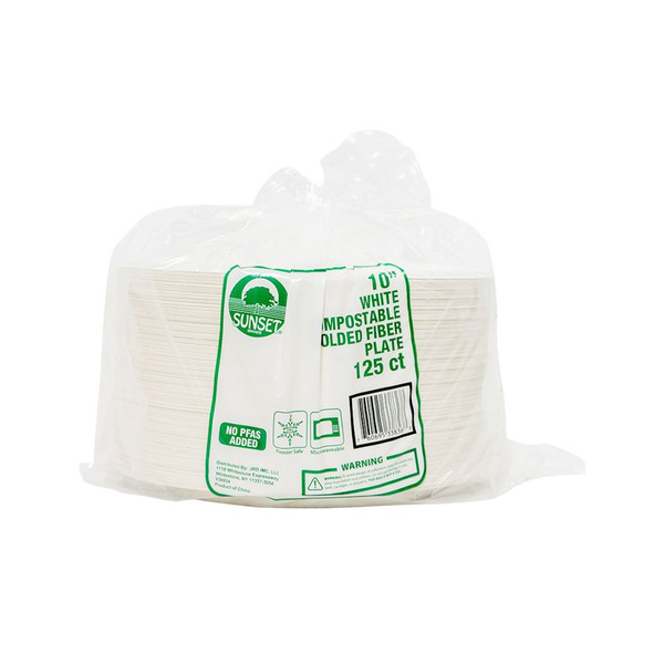 Sunset- 10' White Plate 125 CT