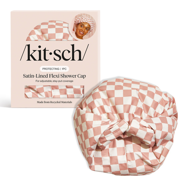 Kitsch Satin-Lined Flexi Shower Cap - Terracotta