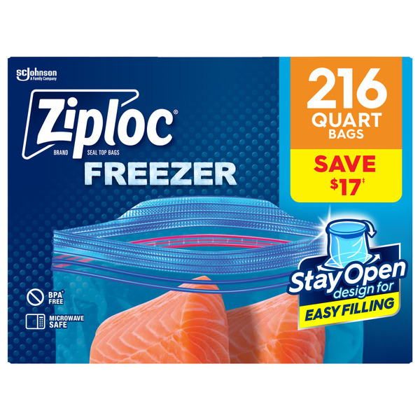 Ziploc Grip 'n Seal Freezer Bags, Quart, 216 ct Same-Day Delivery