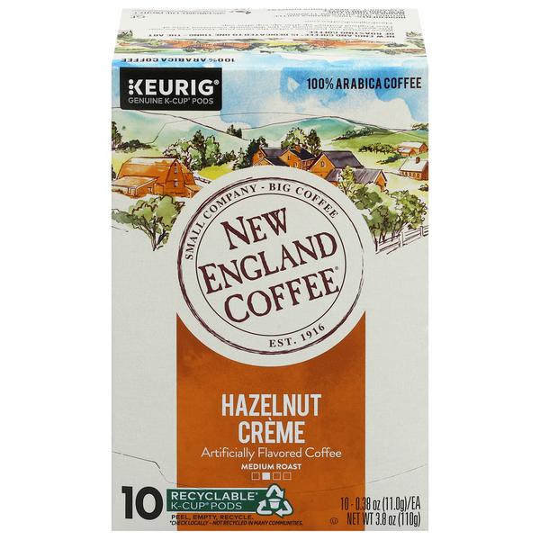 New England Coffee K-Cup Pods 100% Arabica Medium Roast Hazelnut