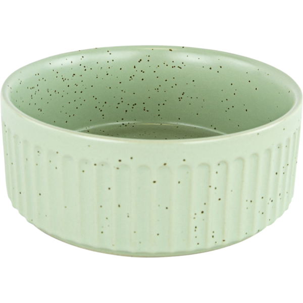 Play On Ribbed Ceramic Dog Bowl