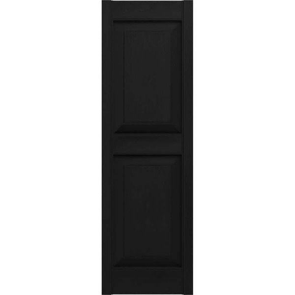 Builders Edge 14.75 In. X 51 In. Raised Panel Vinyl Exterior Shutters Pair In Black