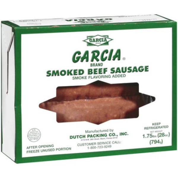 Frozen Garcia Smoked Beef Sausage - 7 inch - 10 lbs