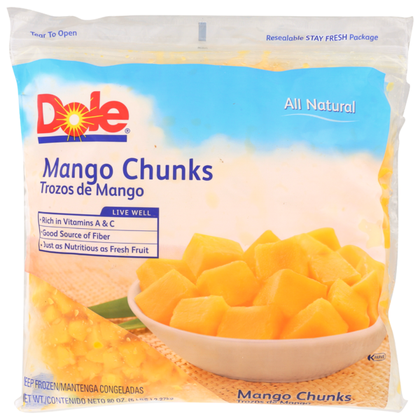 Frozen Dole - IQF Mango Chunks - 5 lbs