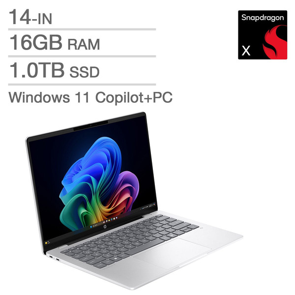 HP OmniBook 5 Copilot+ PC Laptop – Qualcomm Snapdragon X1-26-100, 16GB RAM, 1TB SSD