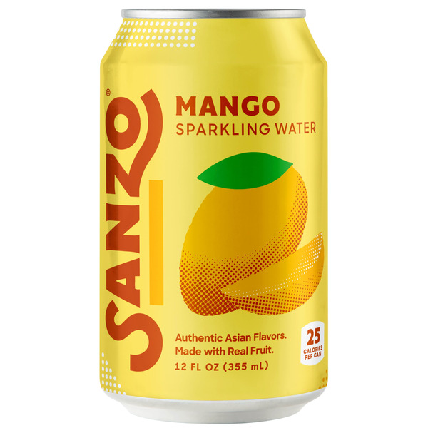 Sanzo Flavored Sparkling Water Mango, Low Calorie Low Sugar