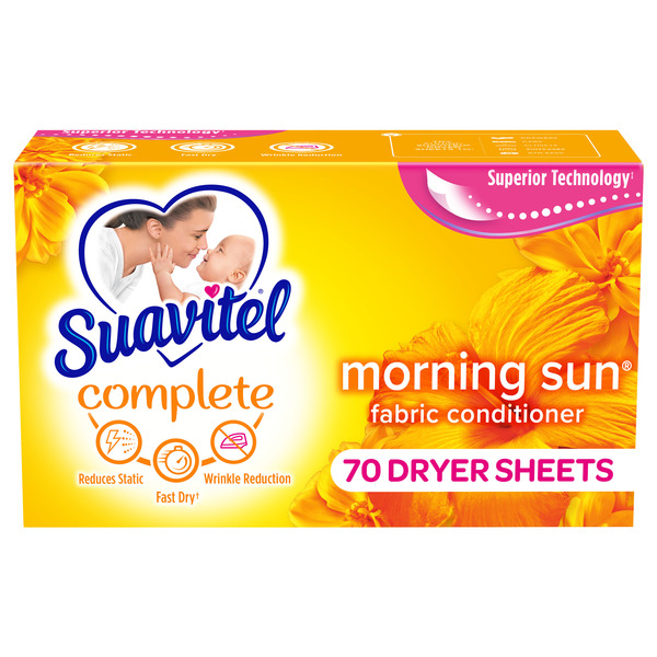 Suavitel Fabric Softener Dryer Sheets, Morning Sun - 6.4 x 8 in