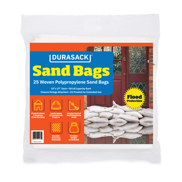 Dura Sack Sand Bags, 50-lb Capacity, 15"x27", White, 25 Count 25 -Pack 50-lb Capacity Woven polypropylene Sand Bags