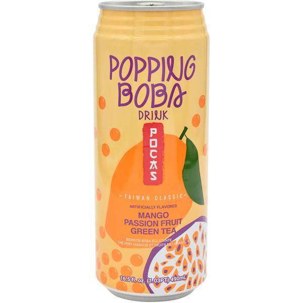 Pocas Mango Passion Fruit Green Tea Popping Boba Drink