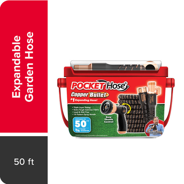 Pocket Hose Silver Bullet Copper Bullet Expandable Hose, 50 Feet, Lightweight