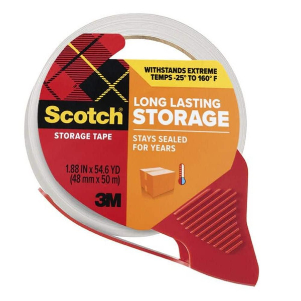 Scotch 1.88 In X 54.6 Yds. Long Lasting Storage Packaging Tape With Dispenser (3" Core)