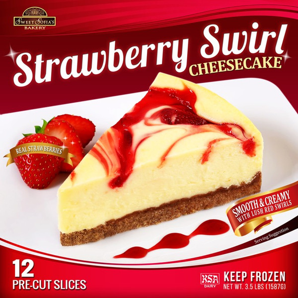 Frozen Sweet Sophia Bakery - Strawberry Swirl Cheese Cake - 12 slices