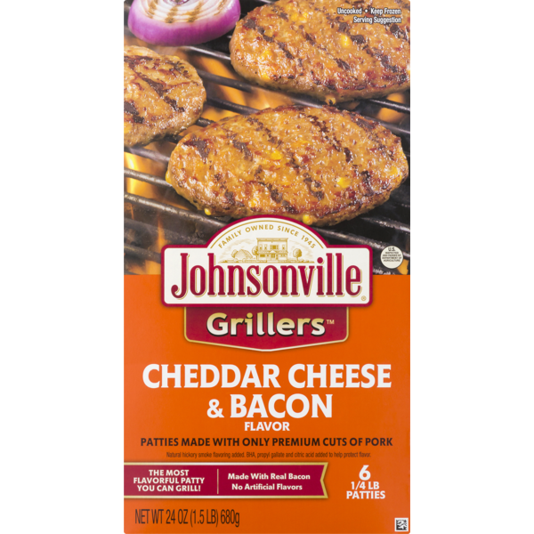 Johnsonville Grillers Cheddar Bacon Brat Patties (24 oz) Instacart