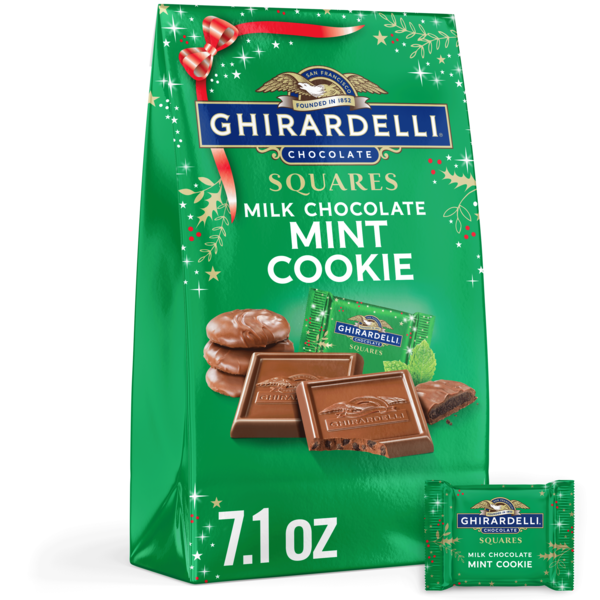 Ghirardelli Milk Chocolate Mint Cookie Squares Bag Same-Day
