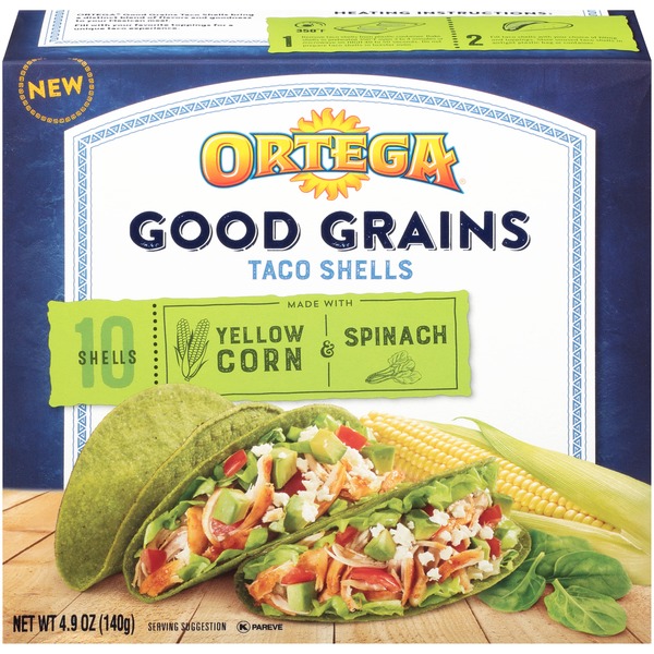 Ortega Good Grains Yellow Corn & Spinach Taco Shells (140 g) from Safeway Instacart