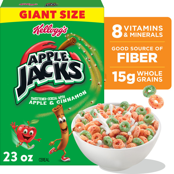 Kellogg's Apple Jacks Breakfast Cereal, Kids Snacks, Family