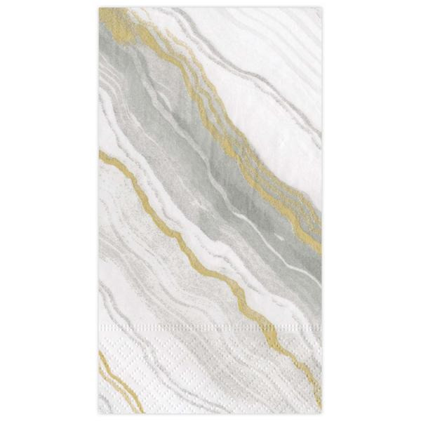 Caspari Marble Grey Paper Guest Towels