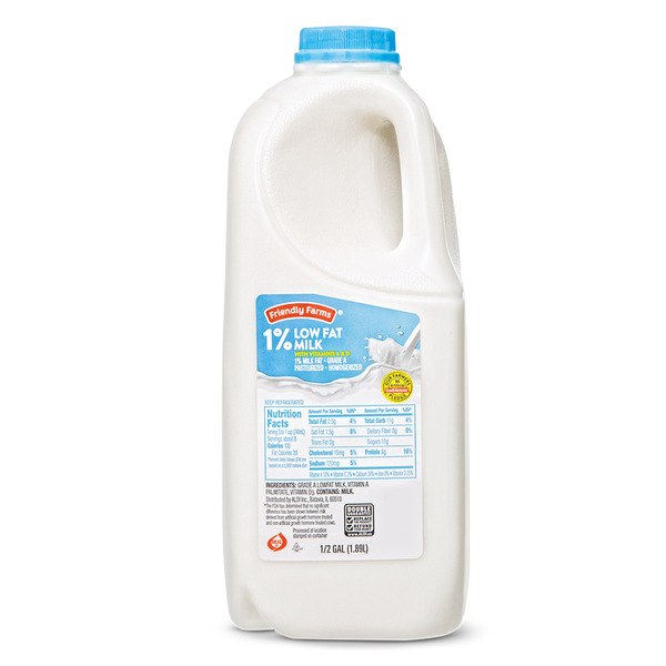 Friendly Farms 1% Milk, Half Gallon