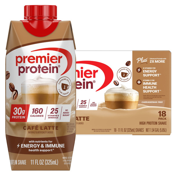 Premier Protein High Protein Café Latte Shake, 11 fl oz, 18-count