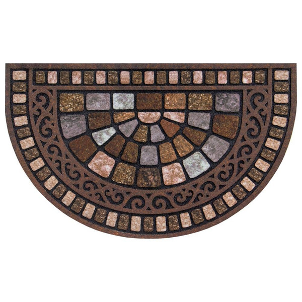 Stylewell Stone Multi 18 In. X 30 In. Rubber Half Round Non-slip Outdoor Door Mat