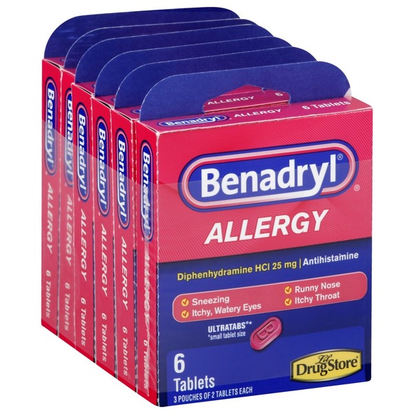 Benadryl Allergy, 25 mg, Tablets (6 each) Instacart