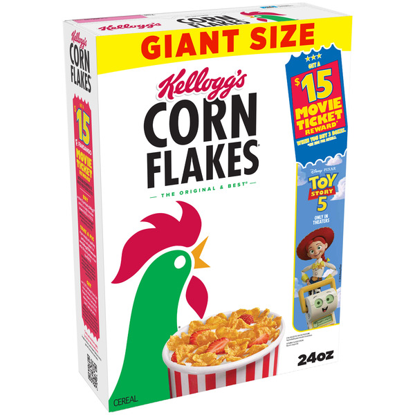 Kellogg's Corn Flakes Breakfast Cereal, 8 Vitamins and Minerals, Giant Size