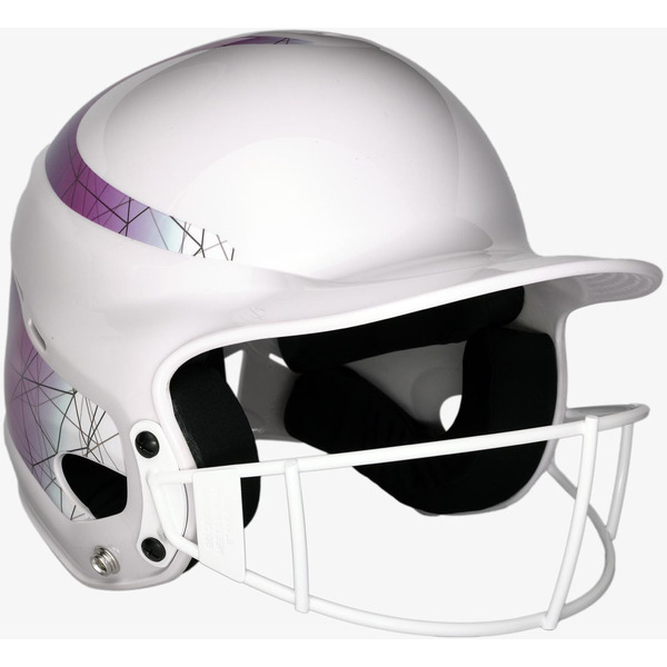 RIP-IT Vision Classic 2.0 Softball Batting Helmet, S/M - White, Blue & Purple