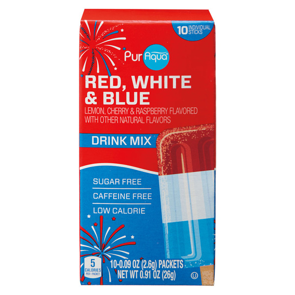 PurAqua Drink Mix Sticks, Red, White and Blue