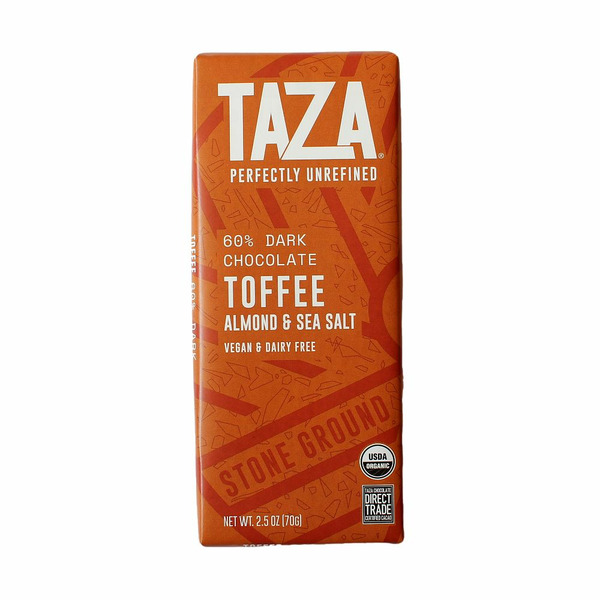 Taza Dark Chocolate, Organic, Toffee Almond & Sea Salt, 60% Dark