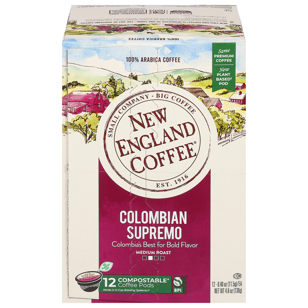 New England Coffee Colombian Supremo Medium Roasted Coffee K-Cup Pods  Same-Day Delivery | Food Bazaar