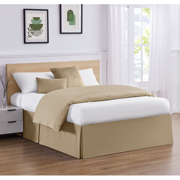 London Fog Queen Solid Bed Skirt, 11 x 2.5 x 9 in - Natural/Tan