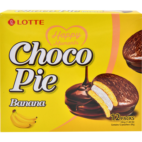 Lotte Choco Pie, Banana, 12 Packs