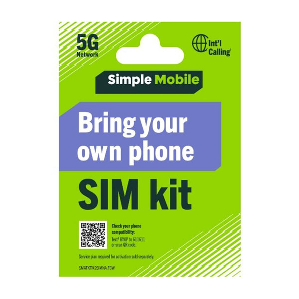 Simple Mobile No Airtime Prepaid Bring Your Own Phone SIM Kit Same Day 