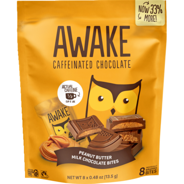Awake Chocolate Peanut Butter Caffeinated Milk Chocolate Bites 8 Pack ...