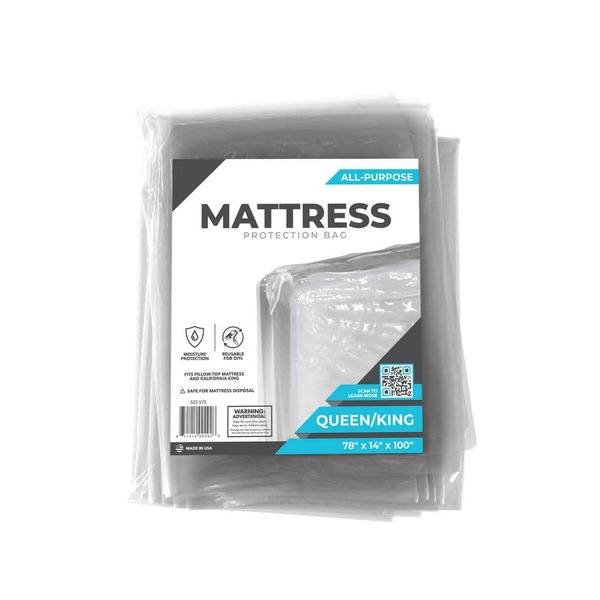 Pratt Retail Specialties Queen/king Disposable Mattress Bag, 100 In. X 78 In. X 14 In.