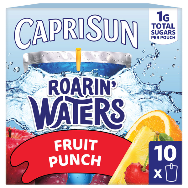 Capri Sun Fruit Punch Wave Naturally Flavored Kids Water Beverage Drink Pouches