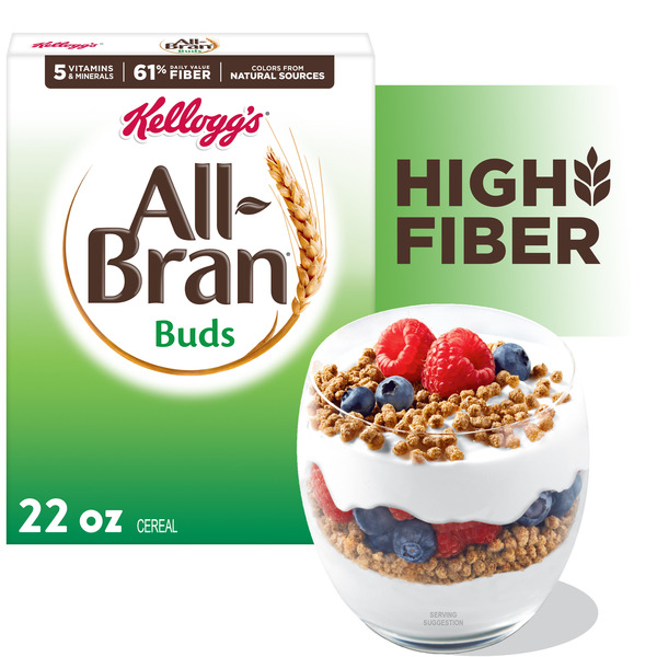 Kellogg's All-Bran Buds Breakfast Cereal, 8 Vitamins and Minerals, High Fiber Cereal, Original,  Box (1 Box)