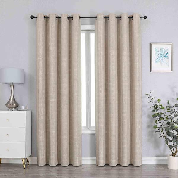 Sun Shield Linen Blackout Grommet Curtain Panel, 84"