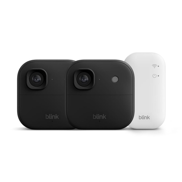 Blink Outdoor 2K+ (newest model) - Wireless smart security camera, 2K video resolution, enhanced audio, long-lasting battery. Sync Module Core included - 2 camera system (Black)