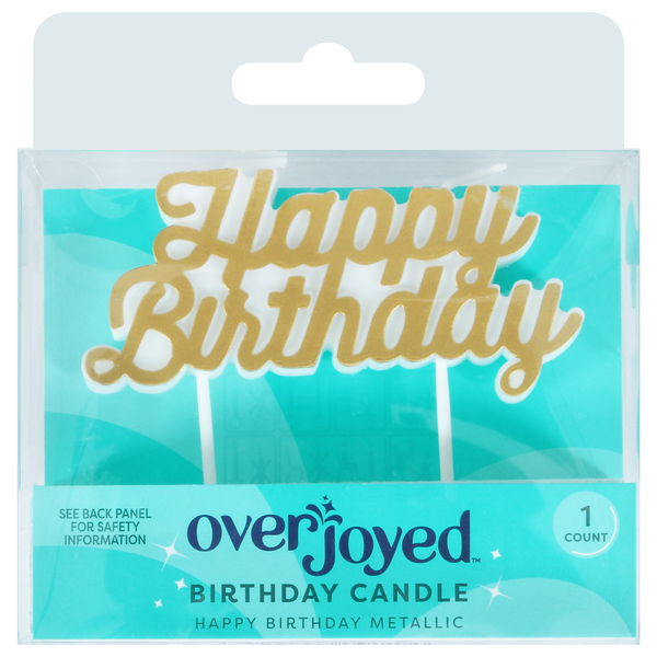 Overjoyed Birthday Candle, Metallic