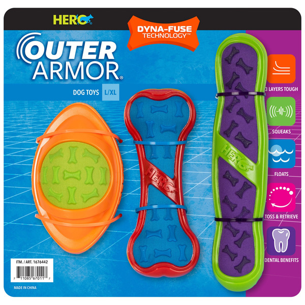 Herodog Outer Armor Durable Dog Toys, 3-pack