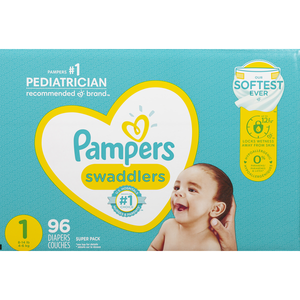 Pampers Diapers Swads Super Size -1 Same-Day Delivery | Rexall