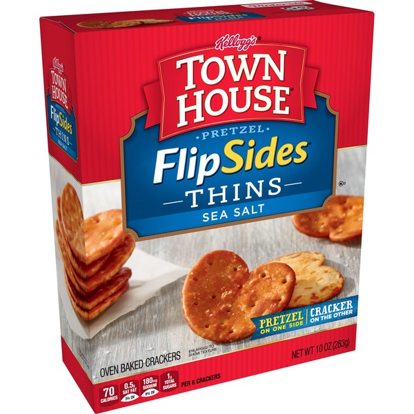 Keebler Town House Pretzel FlipSides Thins Snack Crackers Sea Salt (10