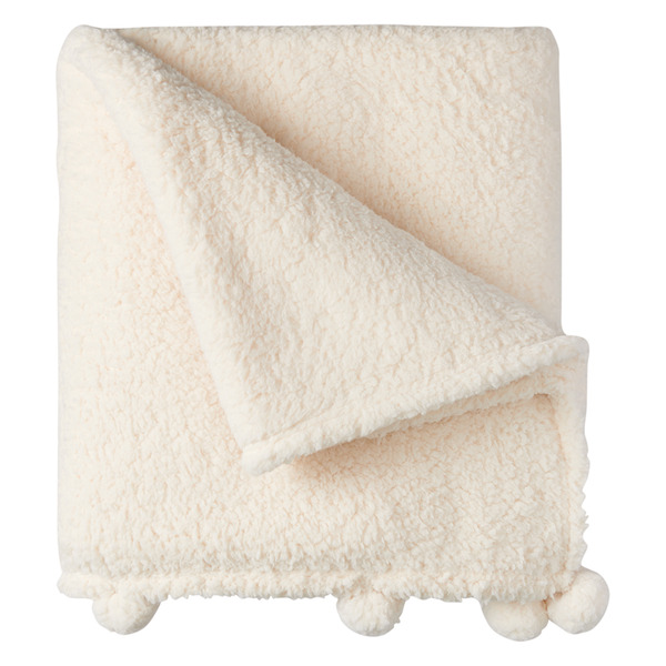ALDI Huntington Home Pom Pom Decorative Throw, 50 x 70 Inch White