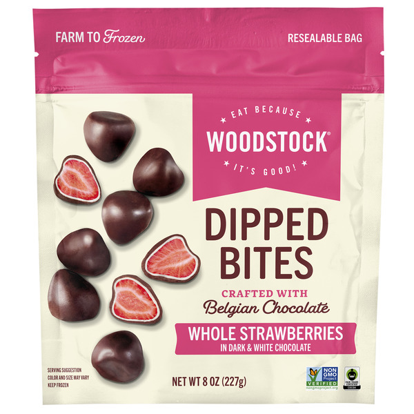 WOODSTOCK Whole Strawberries in Dark & White Chocolate Dipped