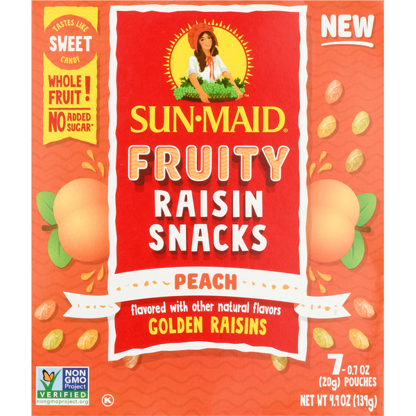 Sun-Maid Raisin Snacks, Fruity, Peach, Golden Raisins