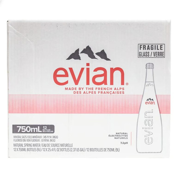 Evian - Water, Glass, 750 mL, 12 Pk