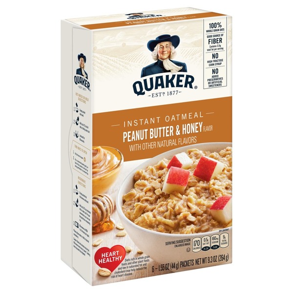Quaker Peanut Butter & Honey Instant Oats Hot Cereal (9.3 oz) Instacart