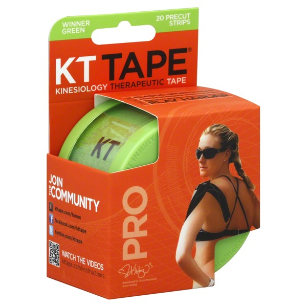 KT Tape Sports Tape, Elastic, Pro, Precut Strips, Winner Green (20 each