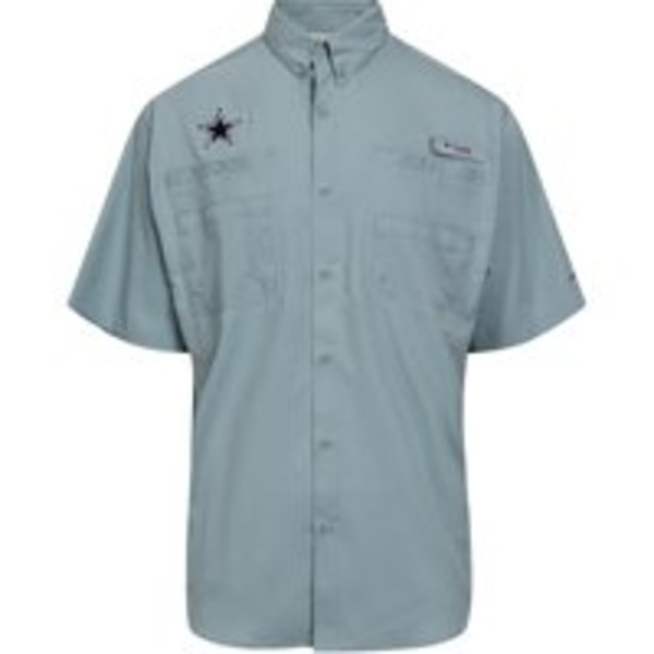 Columbia Men's Dallas Cowboys PFG Tamiami Fishing Shirt, L - Light Blue 01